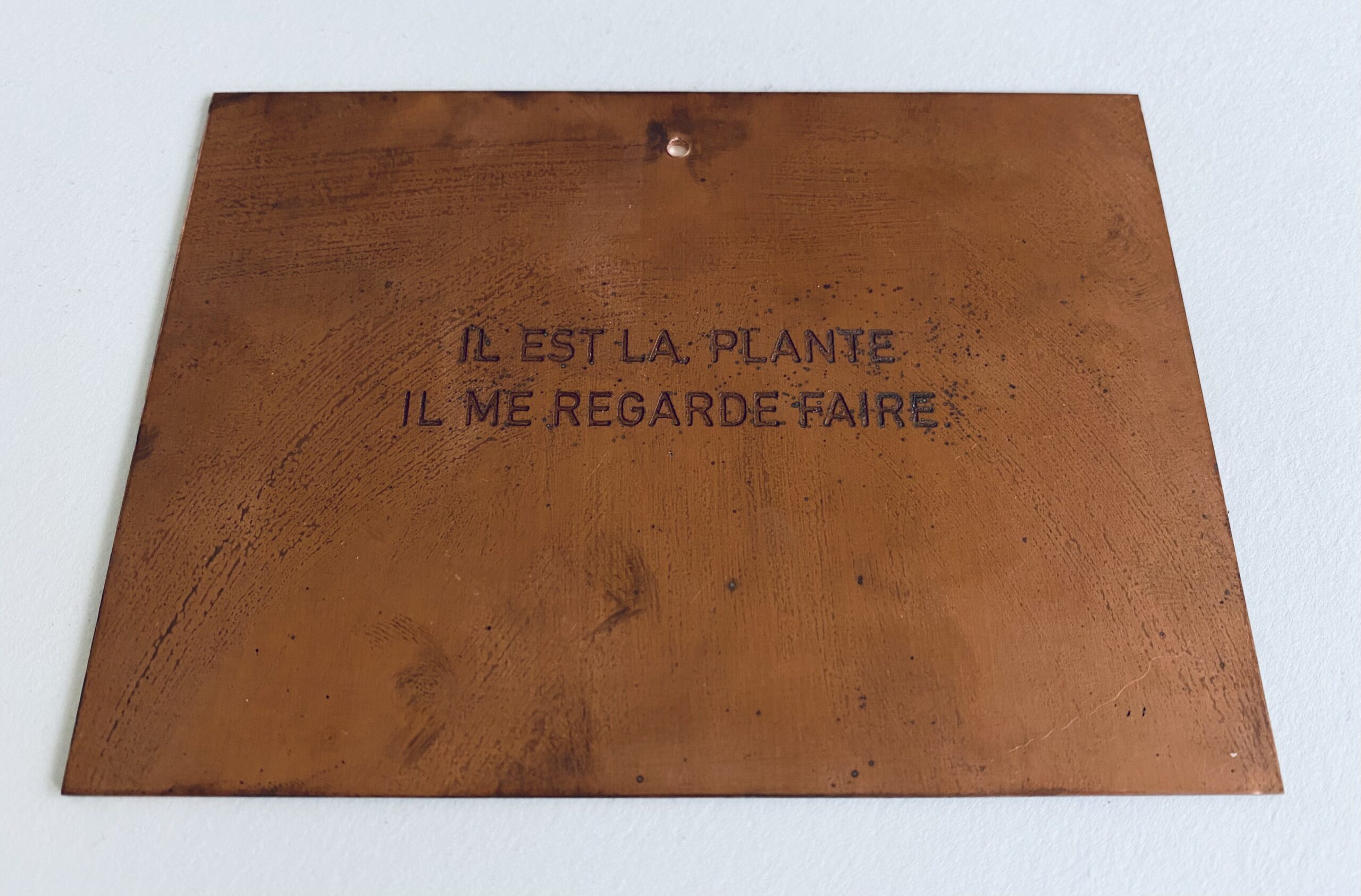 Texte gravé sur cuivre